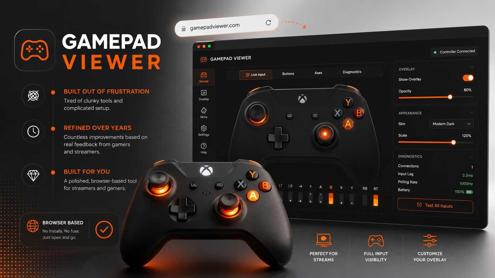 Gamepad Viewer browser-based controller input visualization