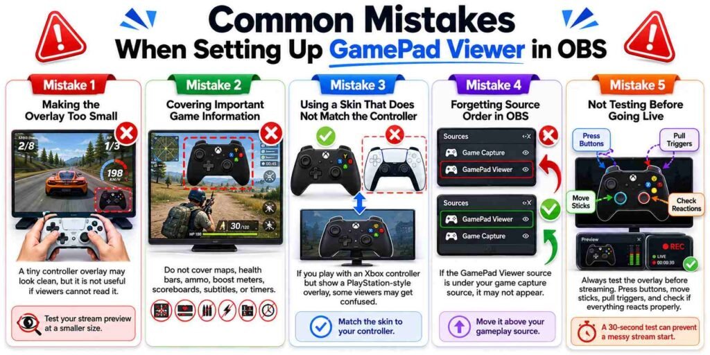Common Mistakes When Setting Up GamePad Viewer in OBS