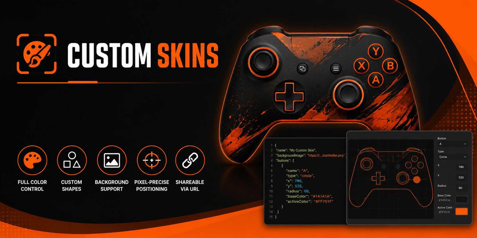 Gamepad Viewer custom skin builder for OBS overlays