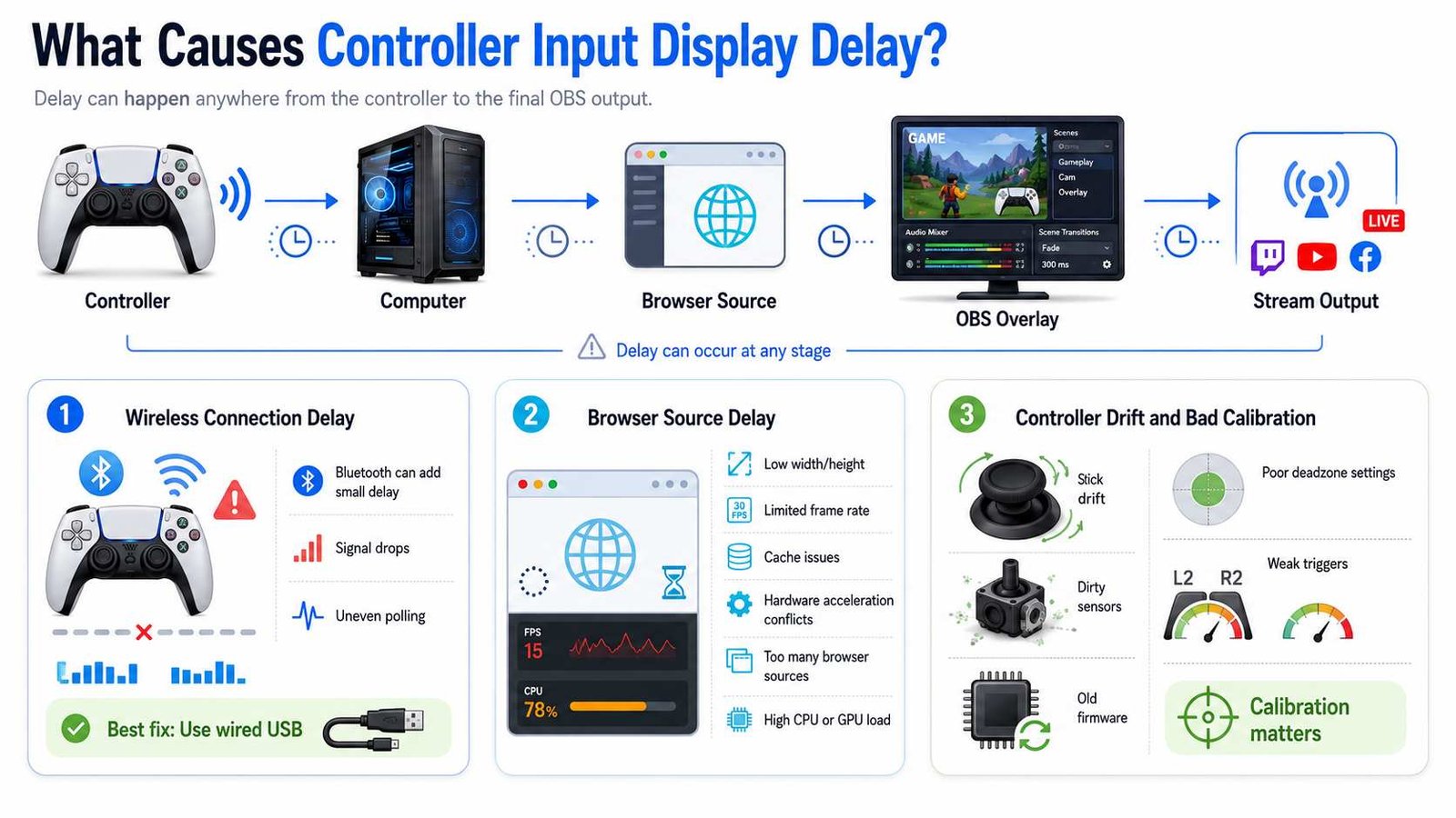 What causes controller input display delay and how to fix it